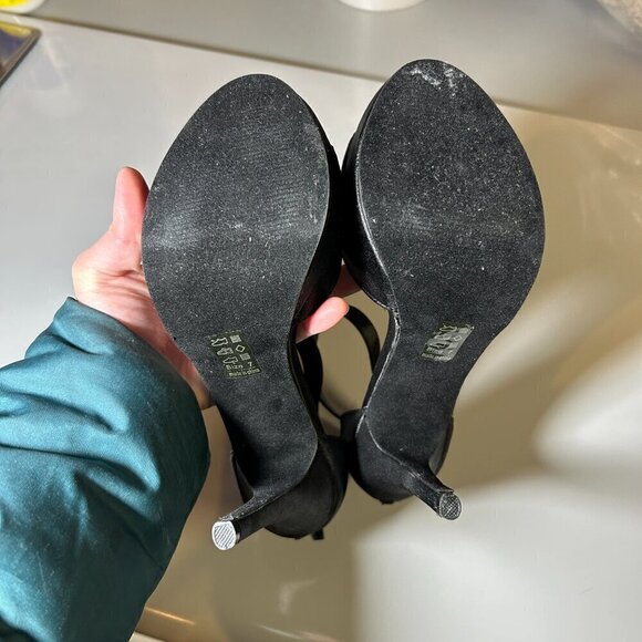 Michael Antonio Black Silver Sparkling Gem Bling Stiletto Heels Ankle Strap Sz 7 - Picture 7 of 12